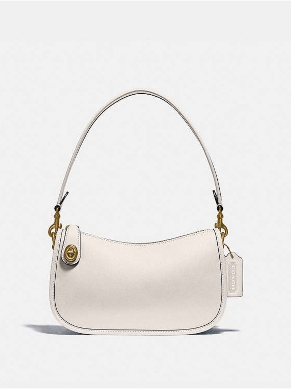Coach Chalk Leather Shoulder Bag with Gold Hardware